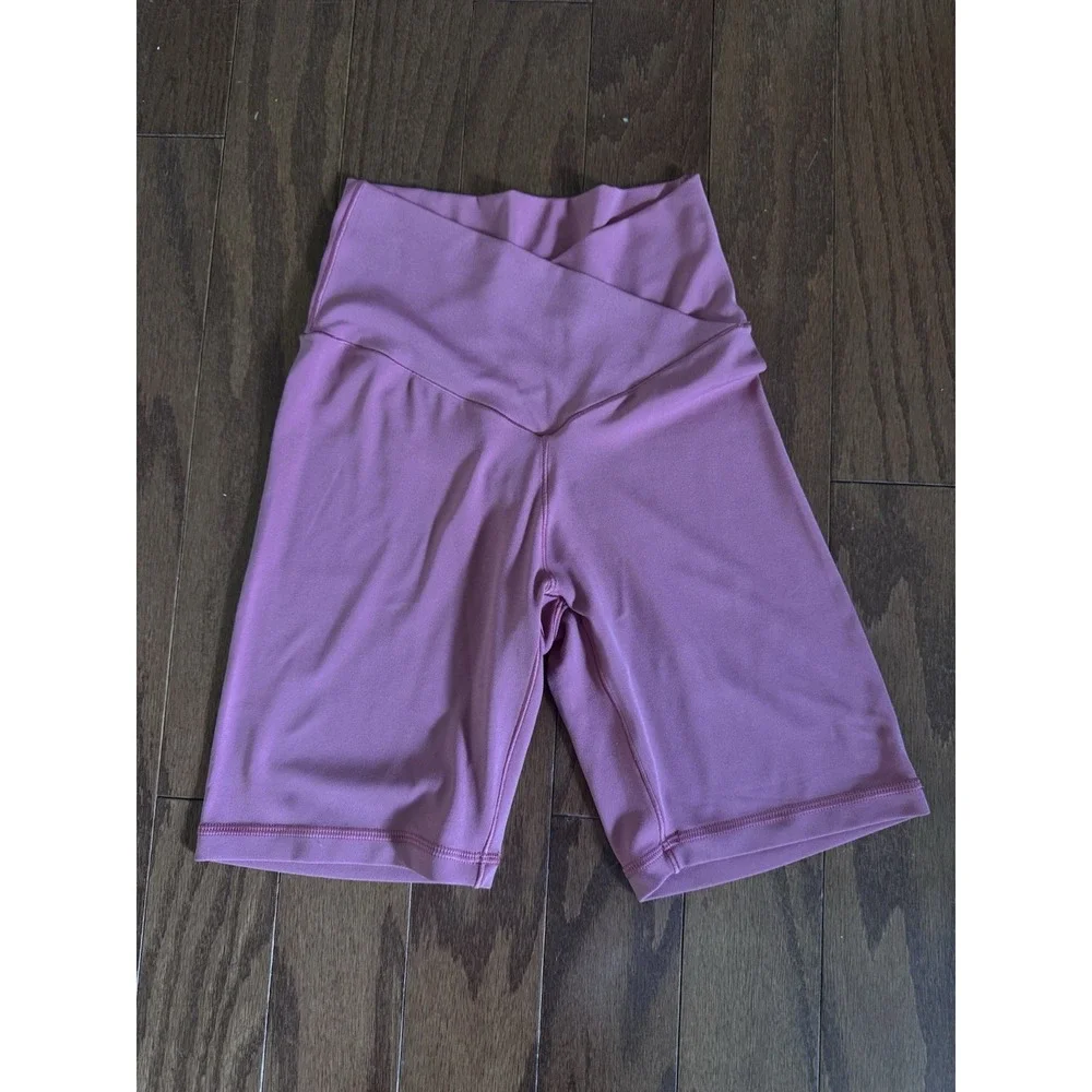 Aerie Crossover‎ Biker Shorts Women's S Pink High Rise Active Yoga